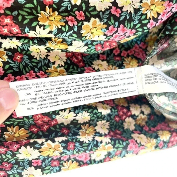 Zara Ditsy‎ Floral Shoulder Pad Full Button Front Mini Dress Size Medium - Picture 10 of 11